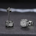 Cube-Shaped Pave Stud Earrings In Four Metal Finishes view 2