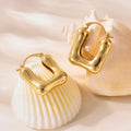 Thick Square U Hoop Earrings in Gold and Silver Tone view 4
