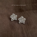 Silver Hollow Openwork Star Stud Earrings Clear CZ Accents view 4