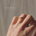 Gold-Tone Open Twist Knot Adjustable Ring Minimal Band view 2