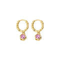 Geometric Hexagon Crystal Charm Hoop Earrings in Gold Tone view 5
