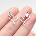 Antique Silver Open Heart Rhinestone Connectors for Jewelry Making view 4