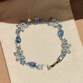 Silver Flower Teardrop Crystal Bracelets Four Colors view 4