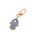Gold and Silver Tone Blue White Hamsa Eye Clip Keychains view 5