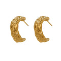 Rippled Textured C Hoop Earrings in Gold and Silver Tone view 5