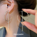 Silver Hoop Threader Chain Earrings Decorative Jewelry Design view 1