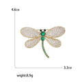 Gold Tone Crystal Dragonfly Brooch With Green Body Stones view 5