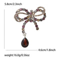 Crystal Ribbon Bow Brooch with Large Faceted Teardrop Dangle view 3