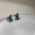 Blue Dual Enamel Twist Stud And Red Persimmon Hook Earrings view 6