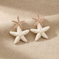 Four Color Woven Double Starfish Statement Dangle Earrings view 8
