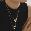 Gold Double Shell Butterfly Pendant Shell Pearl Necklace view 2