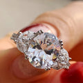 Three Stone Round Crystal Ring in Rose Gold Tone with Clear Crystal Details view 1