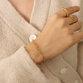 Oval Figaro Link Chain Necklace Bracelet Gold Steel Tones view 4