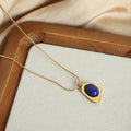 Blue Stone Irregular Frame Pendant Necklace Stud Earrings view 3