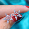 Silver Tone Starfish Drop Earrings With Clear Stones view 2