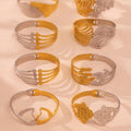 Two-Tone Stainless Steel Wide Geometric Hinge Cuff Bangles view 2