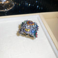 Pink Blue Crystal Drop Earrings Multicolor Gunmetal Ring view 7