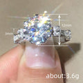 Silver Tone Round Solitaire Halo Ring With Pavé Split Band view 4