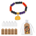 Orange Purple Black Bead Pumpkin Stretch Bracelet Charm view 2