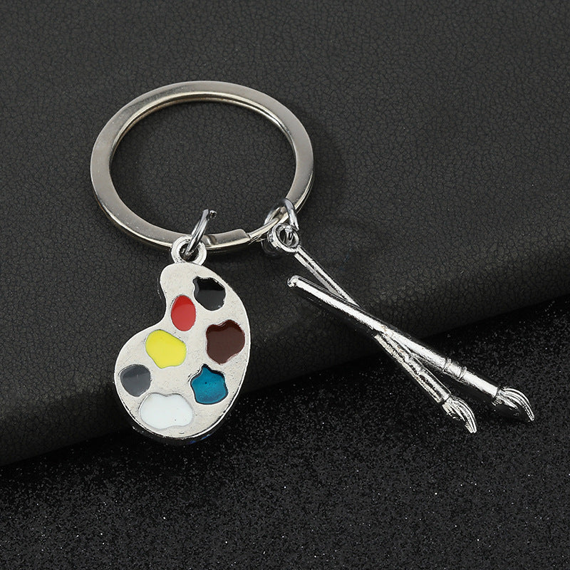 Artist Palette Metal Keychain Gift for Painters and Art Students
