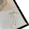 Silver Tone Bow Slider Lariat Snake Chain Necklace view 5