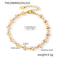 Shell Pearl Clover Link Necklace Bracelet Gold Steel Styles view 8