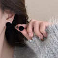 Velvet Round Stud Earrings in Burgundy and Black Color Options view 3