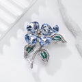 Blue Silver Tone Floral Bouquet Crystal Pearl Look Metal Brooch Pin view 5