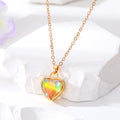 Gold Tone Iridescent Faceted Heart Pendant Necklaces in Six Colors view 7