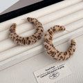 Eight Leopard Print Fuzzy Open C Hoop Statement Earrings view 9