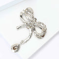 Crystal Ribbon Bow Brooch with Large Faceted Teardrop Dangle view 4