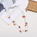 Layered Seed Bead Necklace With Fruit Charm Beads And Lobster Clasp view 2