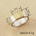 Hammered Wide Band With Gold Wire Wrap In Two Metal Tones view 4