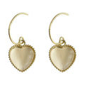 Gold-Tone Beaded Cat's Eye Glass Heart Open Hook Earrings view 5