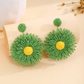 Seven Color Woven Daisy Statement Dangle Stud Earrings view 6
