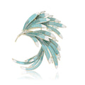 Turquoise Enamel Phoenix Feather Rhinestone Gold Brooch view 5