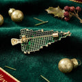 Red and Green Crystal Christmas Tree Brooch With Gold Tone Star view 4