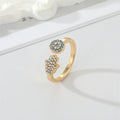 Gold and Silver Tone Crystal Hamsa Eye Adjustable Rings view 6