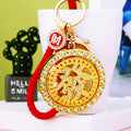 Rotating Chinese Character Medallion Keychains with Braided Loop Options view 1
