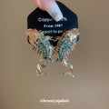Gold Blue Crystal Koi Fish Stud Earrings Decorative Jewelry view 2