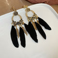 Feather Tassel Earrings in Blue and Black With Four Fastenings view 9