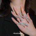 Silver Crystal Leaf Flower Ear Cuffs Rings Bracelet Mix view 3