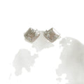 Square Crystal Bow Stud Earrings in Two Colors With Pale Silver-Tone Settings view 5