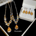 Yellow Teardrop Pendant Necklace Earring Set 2 Colors view 1