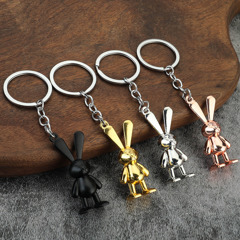 Cute Space Rabbit Metal Keychain for Couples Car Keys and Bags