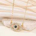 Gold Tone Crystal Evil Eye Pendant Necklaces in Two Designs view 5