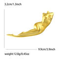 Polished Reclining Figure Brooch in Two Metal Tones view 5