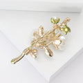 White Double Blossom Branch Brooch With Pearl Buds view 3