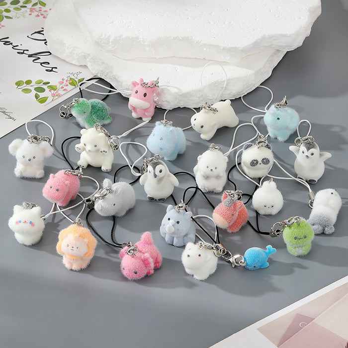 Flocked Mini Animal Phone Strap Charms Lobster 23 Styles