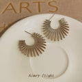 Coffee Gold Sunburst Radial Open Hoop Stud Earrings view 4
